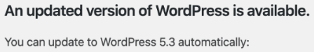 image of WordPress core update to version 5.3